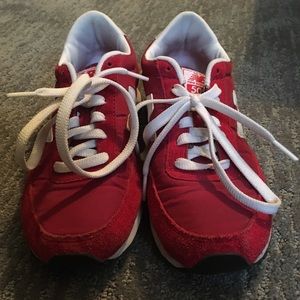 Red New Balance sneakers